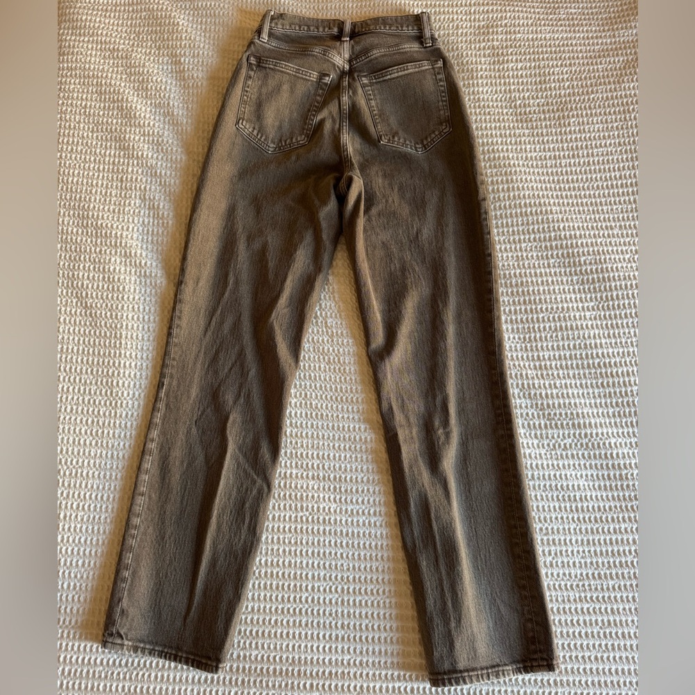 Abercrombie & Fitch Brown 90’s Straight Ultra High-Rise Jeans - Curve Love 27/4R - Picture 2 of 5